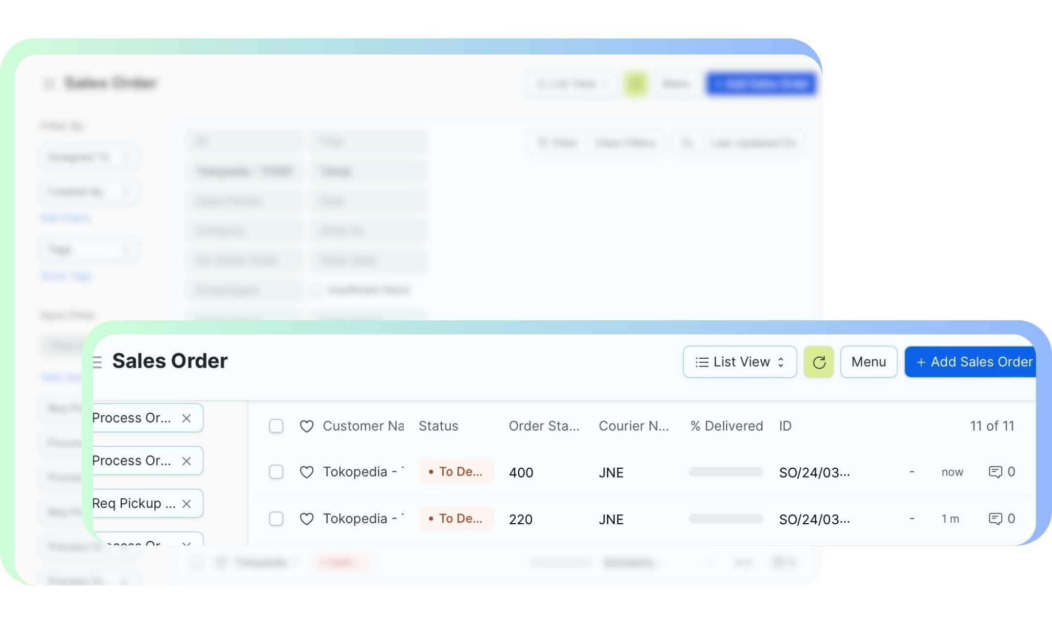 Sales Order terbentuk otomatis, serta sinkron status order setiap saat secara otomatis.